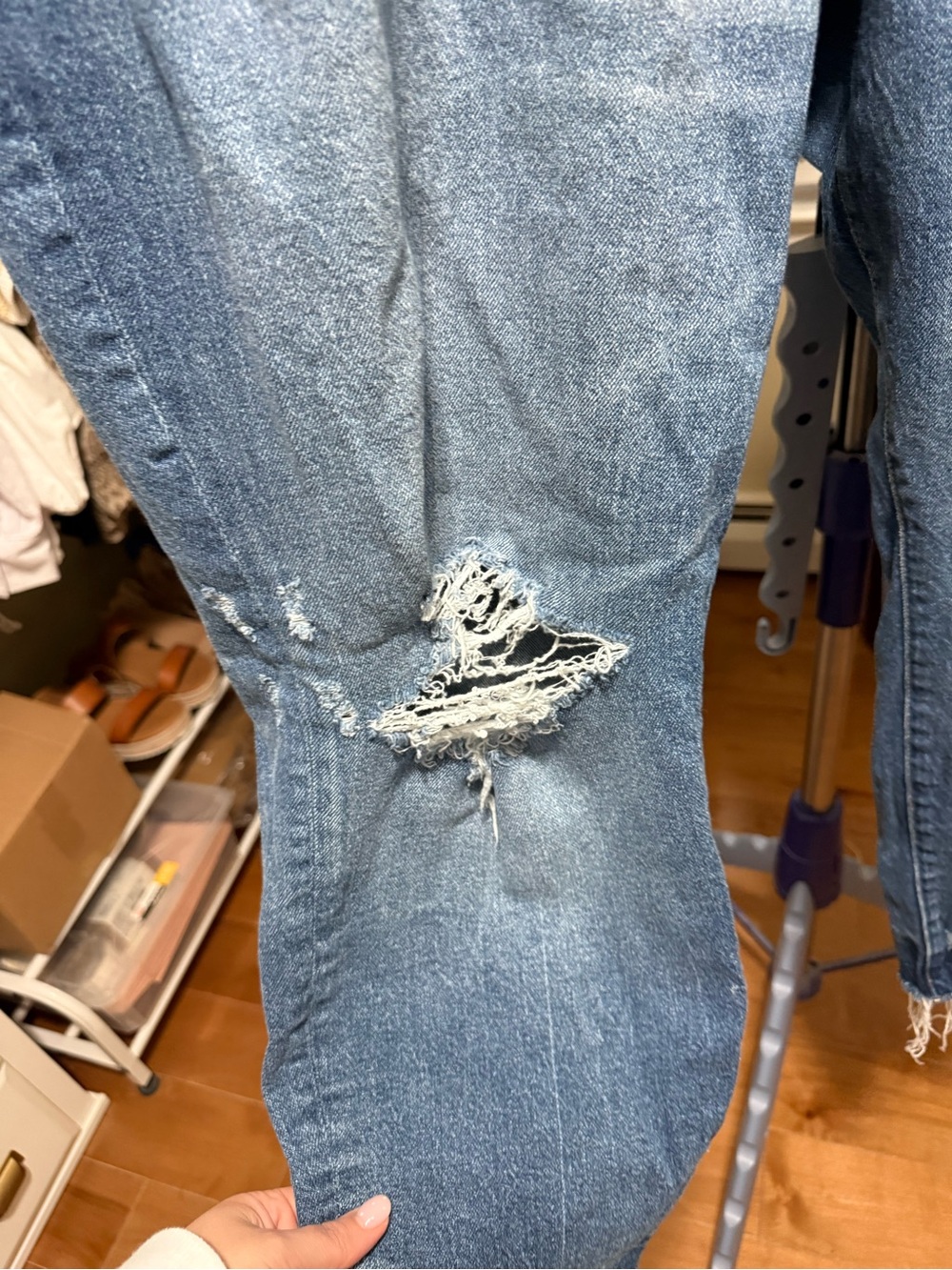 EUC Torrid Size 24R: High-Rise Mom Straight Distressed Jeans - Blue - Picture 7 of 9